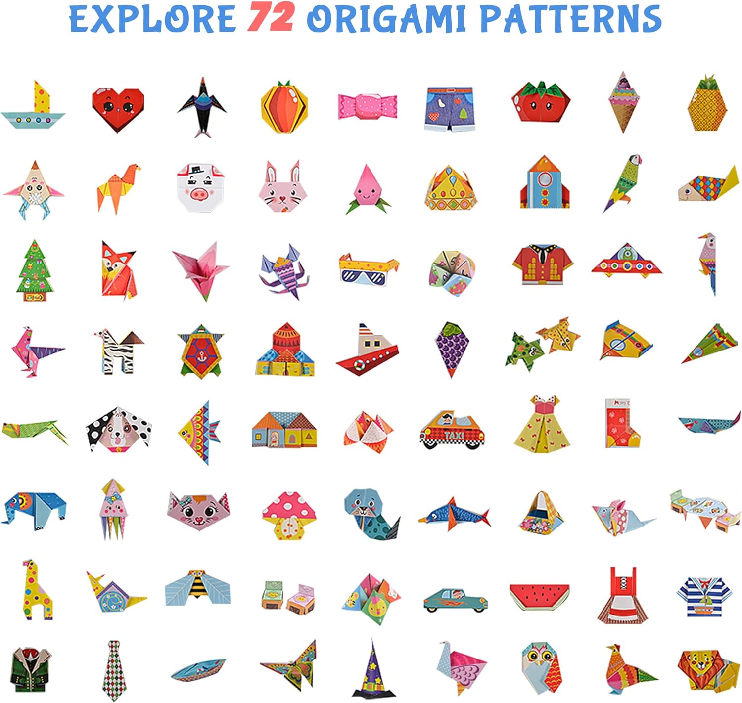 Origami Kit for Kids Ages 5-16, 212 Sheets with 72 Patterns & Instruction Book | Origami Paper Kit for Beginners & Advanced | Arts & Crafts Toys for Girls & Boys Ages 8-12 | Birthday & Christmas Gifts - Crafty Corner