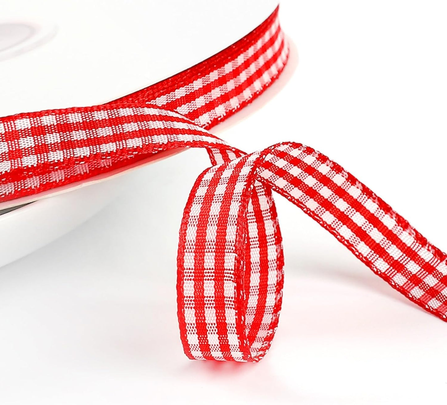 Classic Gingham Checkered Ribbon, Assorted Colors Premium Polyster Plaid Checkered Craft Ribbon for Gift Wrapping, DIY Projects, Hair Bows,Scrapbooking & Party Decor (Red, 5/8x50Yd) - Crafty Corner