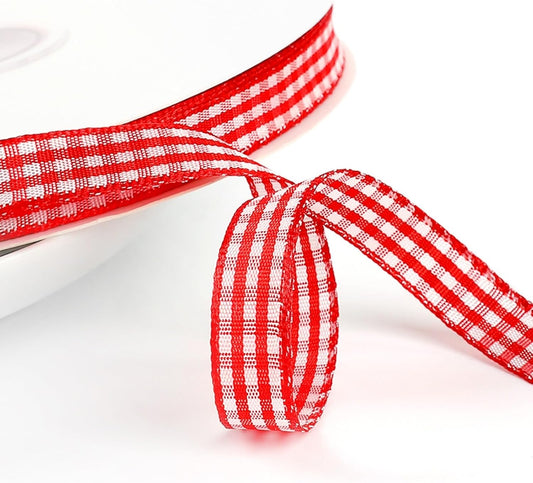 Classic Gingham Checkered Ribbon, Assorted Colors Premium Polyster Plaid Checkered Craft Ribbon for Gift Wrapping, DIY Projects, Hair Bows,Scrapbooking & Party Decor (Red, 5/8x50Yd) - Crafty Corner
