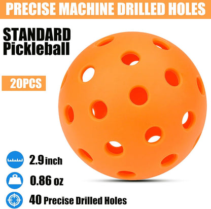 Magicorange Pickleball Balls, 20 Pack USAPA Approved Outdoor Pickleballs, High Elasticity & Durable Pickle Balls