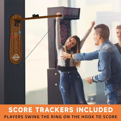 Ring Toss Game for Adults, Outdoors Games, Hook and Ring Game with Foldable Arm