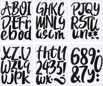 Outus 576 Pieces 8 Sheets Letters Stickers Self Adhesive Vinyl Letter Alphabet Number Stickers Mailbox Numbers Sticker, Decals for Classroom Decor, Sign, Door(Black,6 Inch)
