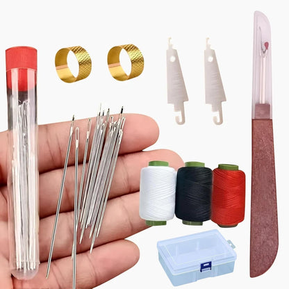 Big Eye Steel Sewing Needles Kit, 2025 New Stainless Steel Sewing Needle for Hand Sewing, 34PCS Big Eye Steel Needles Set - Long & Thin Handmade Quilting & Sewing Needles Kit for DIY Sewing (34pcs)