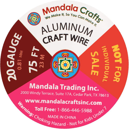 Mandala Crafts 20 Gauge Anodized Aluminum Craft Wire for Jewelry Making - 450 FT Colored Flexible Silver Lavender Purple Pink Ice Blue Turquoise Wire - Bendable for Bonsai Armature Crafting Sculpting - Crafty Corner