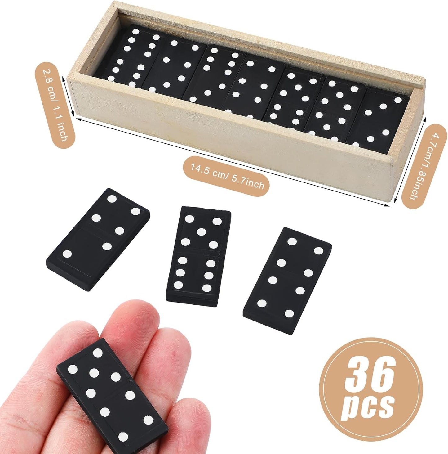 Hungdao 80 Pack Mini Dominos Set for Adults Bulk Double 6 Dominoes Wooden Miniature Classic Board Games Party Favor Travel Family Games Educational Toys with Wood Case Operation Christmas Item Gifts