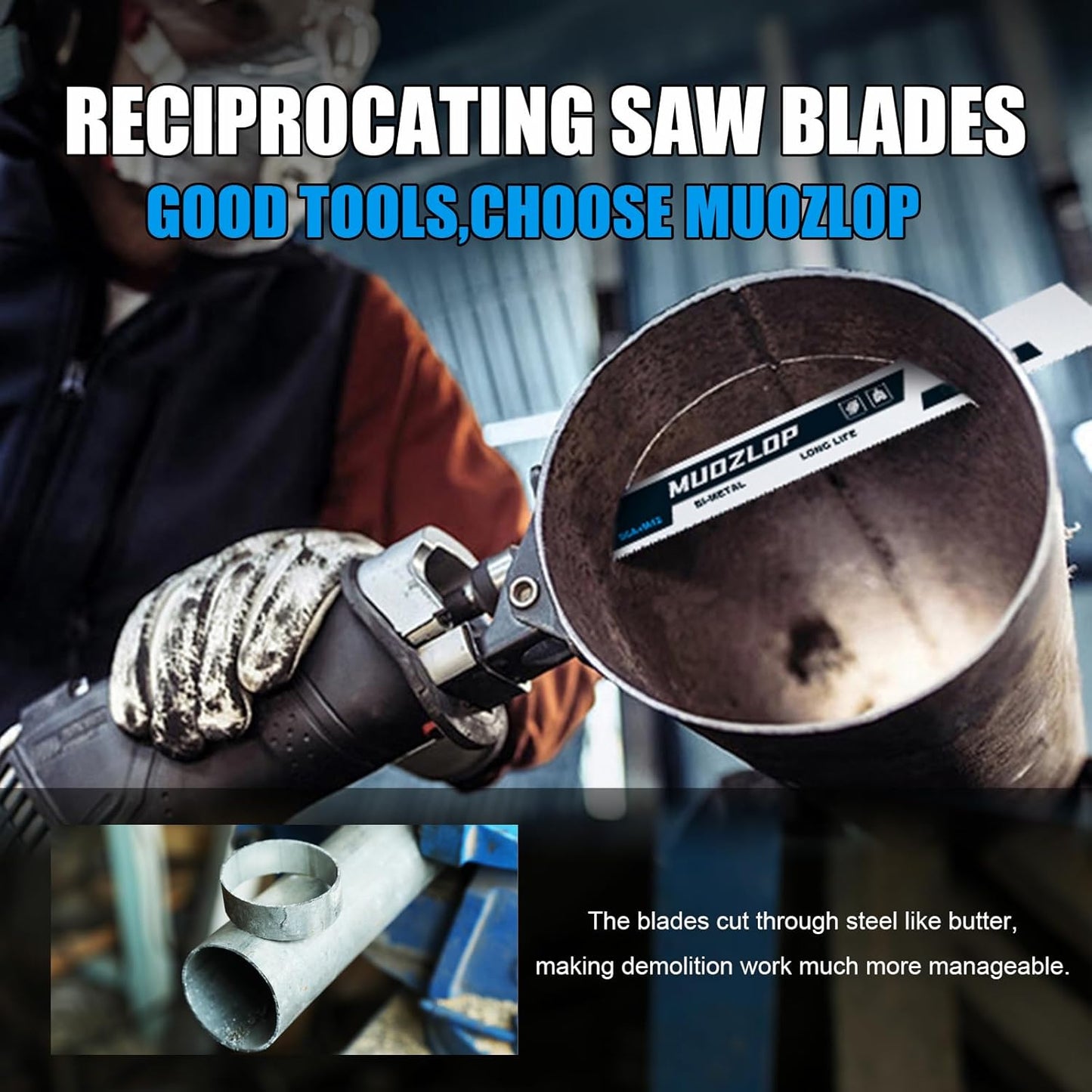 5 Pack 9 inch Reciprocating Saw Blades Set,14/18 TPI High Carbon Saw Blades,Metal Saw Blades with Organizer Case (5, 14/18TPI/225mm)