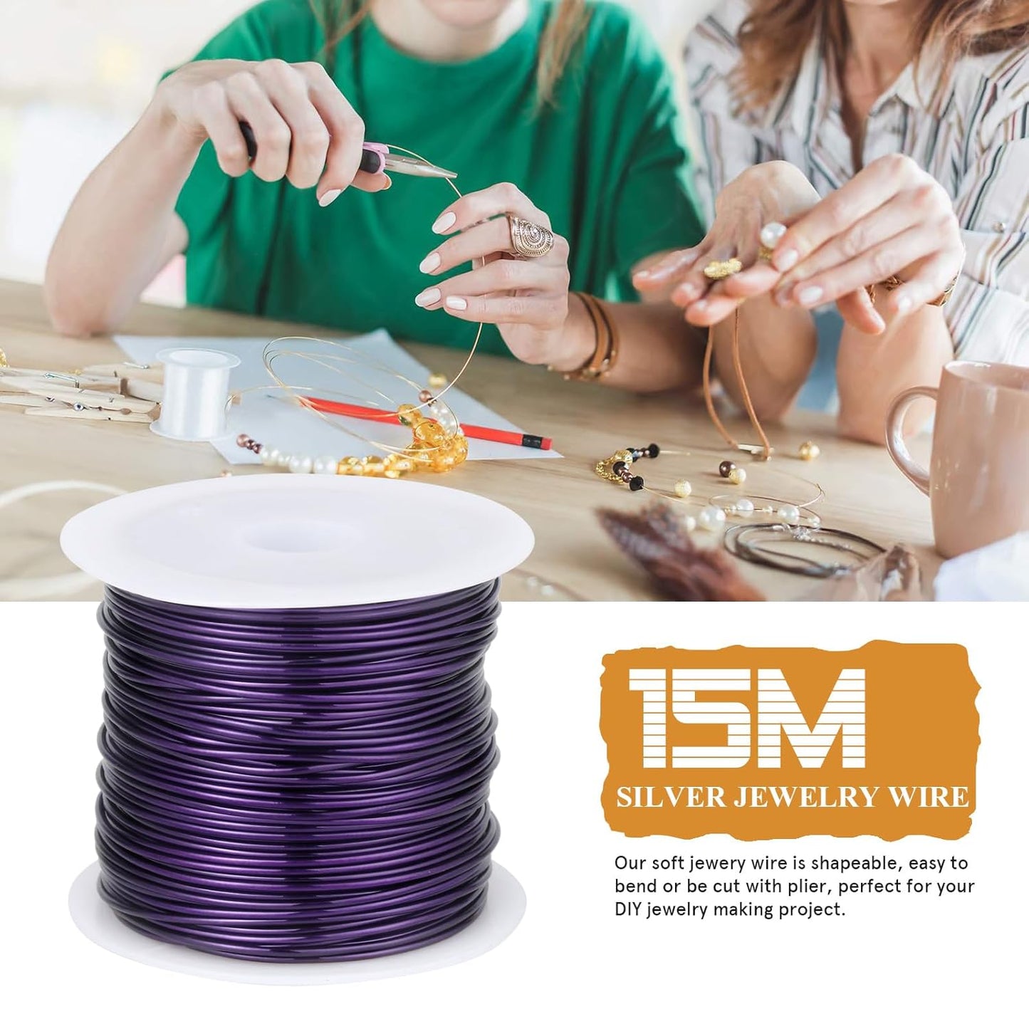 49FT Jewelry Wire 18 Gauge Tarnish-Resistant Copper Beading Wires Roll Bulk for DIY Crafts Jewelry Making, Purple Wire - Crafty Corner