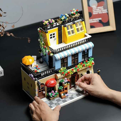 ENJBRICK Flowers City Hotel House Building Kit for Adutls, Creator Building Toy Set with Apartmant and Shops for Girls and Adults 1464 pcs