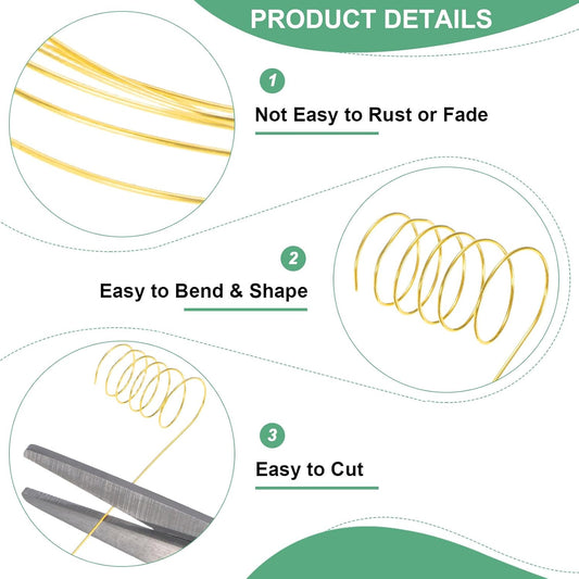0.2 Mm/32 Gauge Copper Wire for Jewelry Making, 82FT Copper Beading Craft Wire for Jewelry/Weaving/DIY Crafting/Planting, Color-Retaining [25M, Gold Tone]
