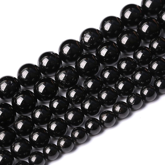 46pcs 8mm AAAA Natural Black Tourmaline Gemstone Beads Round Loose Beads for Jewelry Making DIY Bracelet Necklace