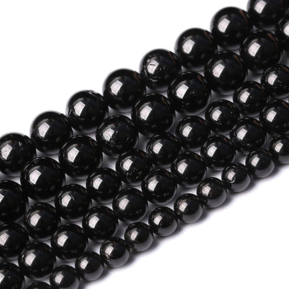 46pcs 8mm AAAA Natural Black Tourmaline Gemstone Beads Round Loose Beads for Jewelry Making DIY Bracelet Necklace