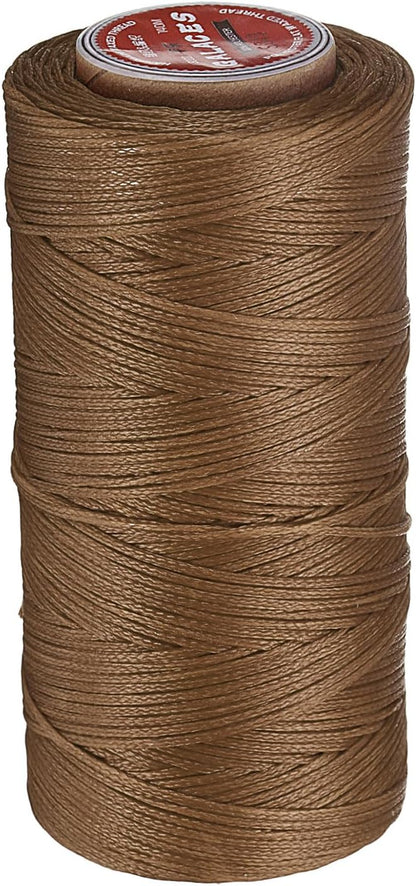 uxcell Flat Leather Sewing Waxed Thread, 140m / 153 Yards Polyester Wax String, 300D Wax Stitching Cord for Leather Crafts, Bookbinding, Bracelets Braided, Caramel
