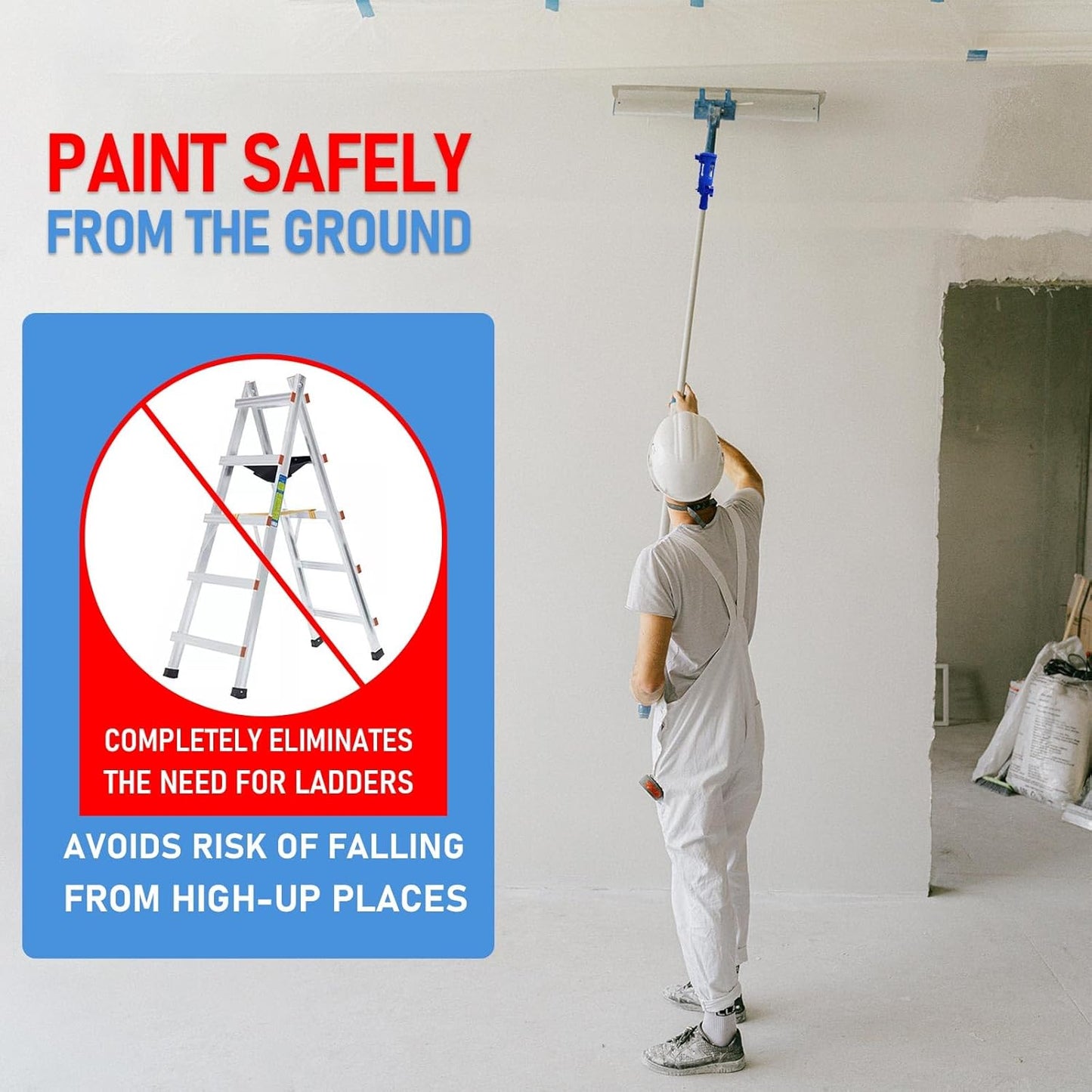 Multi-Angle Paint Brush Extender, 1 PCS Extension Pole Attachments for Paint Brushes and Rollers, with Rotating Head, Great for High Ceilings, Corners, Edges