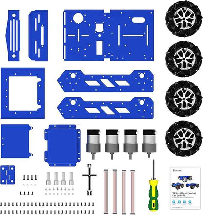 Smart Robot Chassis Mecanum Wheel Chassis 97mm Omnidirectional Wheel Full Metal Robotic Platform with 12V Encoder Motor for Jetson Nano Raspberry pi 5 4B Arduino DIY Projects Teens Adults