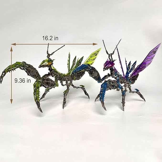 Metalkitor 3D Metal Puzzles for Adults, Giant Mantis Model Kit - Steampunk DIY Ornament - Assembly Jigsaw Crafts Brain Teaser - Perfect Room Decor and Gift Choice(1200+PCS, Purple)