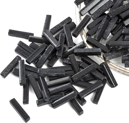 Youway Style Glass Mosaic Tiles for Crafts Bulk,150g Black Strips Mosaic Glass Pieces,Glass Mosaic Garden Craft Kit