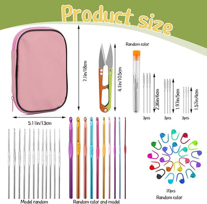 IMZAY 54 Pcs Crochet Hooks Set, 0.6mm-6.5mm Crochet Needles for Yarn Crochet Kits for Beginners, Ergonomic Crochet Hooks with Knitting Accessories, Crochet Supplies, Knitting Needles for Crocheters