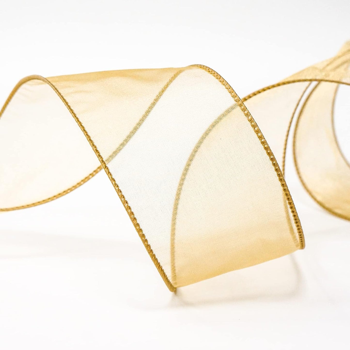 CT CRAFT LLC Sheer Organza Wired Ribbon 2.5" x 50Yards Tan (Gold) for Wedding Chair Bow Flora Bouquet Gift Wrapping Christmas Tree Home Decor Wreath - Crafty Corner