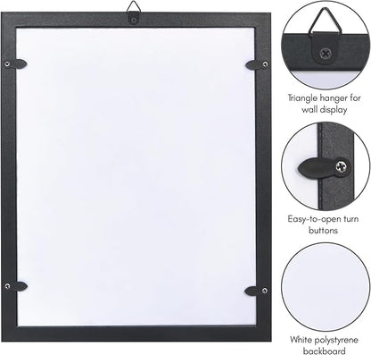Americanflat Family Handprint Kit with Polished Plexiglass - 8x10 Frame with Five Panels for DIY Prints - Includes Washable Paint, Brushes and Marker - Keepsake Frame for Wall Display - Black