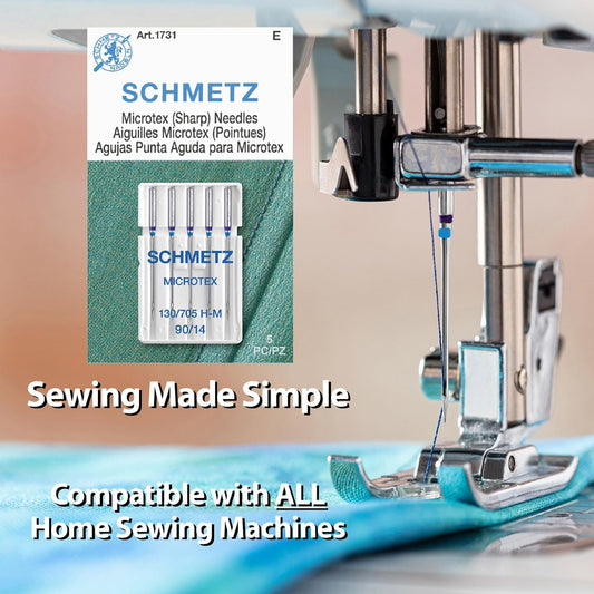 SCHMETZ Microtex Sharp Sewing Machine Needles - Quilting & Topstitching Supplies, Size 90/14, Box of 100
