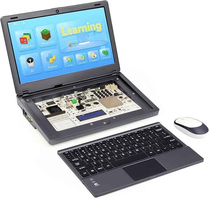 ELECROW CrowPi 2 All-in-one Kit with RPi 5 8GB Board & 11.6 Inch IPS Screen, Compatible for Raspberry Pi 4/5 Laptop, Learning Programming Sensor Kit for Professional Adult (Deluxe Kit)