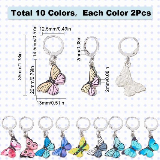 SUNNYCLUE 1 Box 20Pcs Stitch Markers Cute Butterfly Lobster Clasp Charms Crochet Stitch Marker Removable Knitting Stitch Markers Metal Crocheting Markers for Sewing Weaving Knit Threading DIY Craft