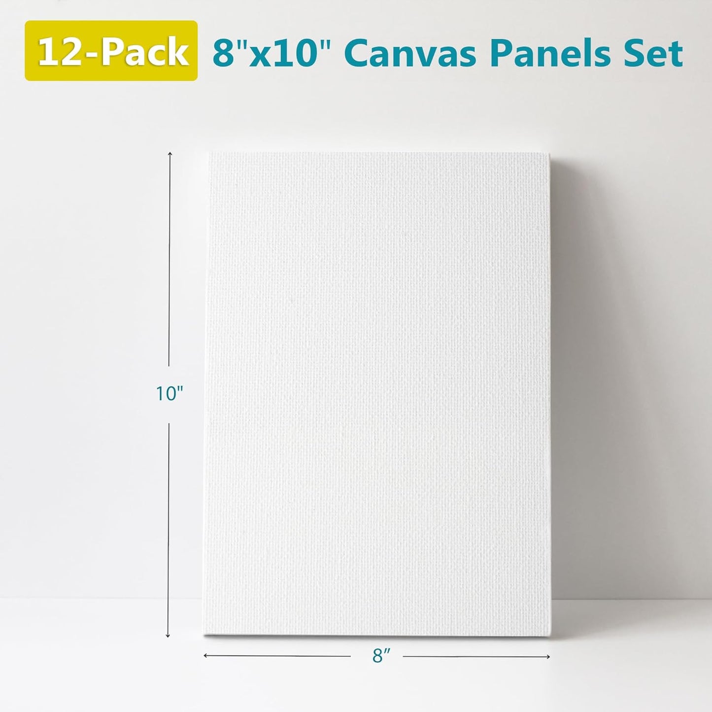 KEFF Canvas for Painting - 12-Pack 8x10 Canvas Value Pack - 100% Cotton Triple Primed Small Canvases for Painting. Mini Canvases Bulk Set for Acrylic, Oil, Watercolor&Tempera - Art Supplies for Adults