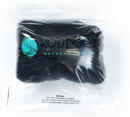Colored Natural Bulk Wool roving, 8 OZ. Best Wool for Needle Felting, Wet Felting, handcrafts and Spinning Yarn (Total Black)