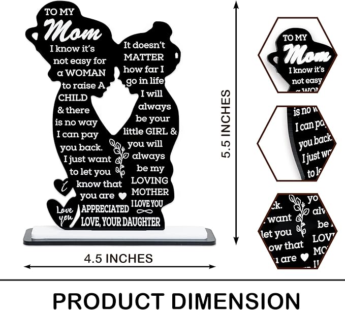 Mom Gift from Daughter Acrylic Plaque – Mother Daughter Gift, Mothers Day Gifts for Mom, Best Presents for Moms, Best mom Ever Gifts, Mothers Day Decor for Mother's Day
