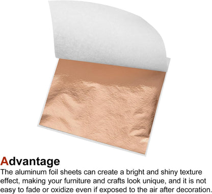 MECCANIXITY Gold Leaf Foil Sheet, Rose Gold Leaf Papers, 3.3 Inch x 3.1 Inch for Art Decoration, Sculptures, Painting, Pack of 150 Pcs