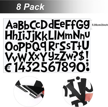 TaoBary 544 Pcs 2 Inch 16 Sheets Large Letter Stickers, Upper and Lower Case, Adhesive Vinyl Alphabet Sticker for Bulletin Board, Poster, Bottle, DIY, Notebook(Black,2 Inch)