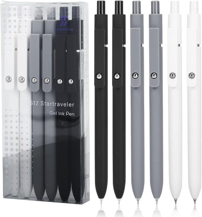 Ddaowanx Gel Pens, 0.5mm Fine Point Quick Dry Black Ink Pens Retractable, Nursing School Essentials,School Supplies, Gifts for Women (6Pcs-Black Ink)