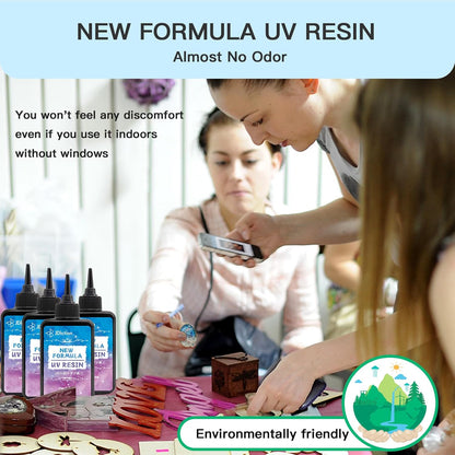 JDiction 400g UV Resin, New Formula Crystal Clear UV Resin Solar Cure Sunlight Activated Hard UV Resin Kit for Jewelry Making, Casting and Coating DIY Crafts