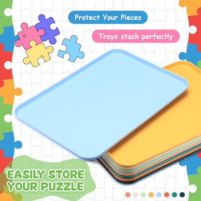 8 Pcs 12'' x 8.7'' Extra Large Puzzle Sorting Trays Stackable Puzzle Trays for Sorting Piece Sorter Jigsaw Storage Accessory for Sorting 2000/3000/5000/6000 Pieces