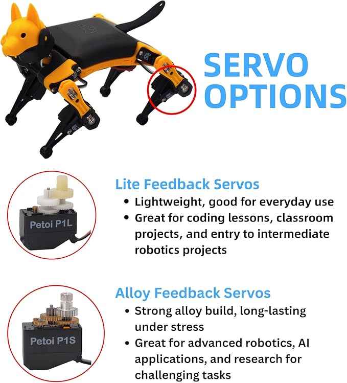 Petoi Programmable Robot Dog Bittle X V2 Alloy Servo (Pre-Assembled) | Coding Smart Robot Dog Kit, Voice Controlled, Quadruped Interactive Robot for Kids, Open Source, STEM & Robotics Education