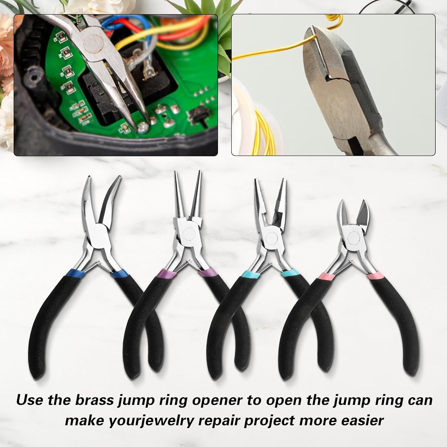 4 Pack Jewelry Making Pliers Tools Set, Jewelry Pliers with Needle Nose, Round Nose Pliers,Crafts Matte Handle - Crafty Corner