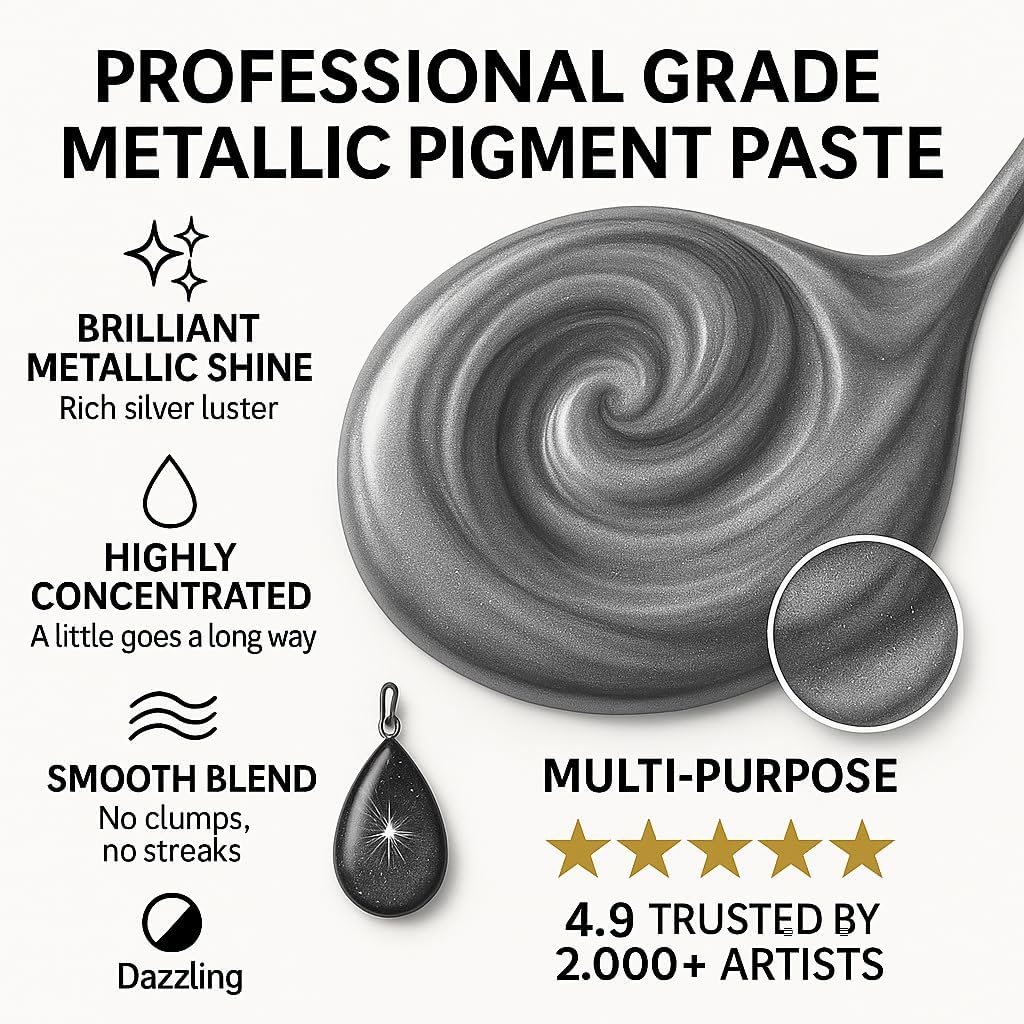 BALTIC DAY Metallic Platinum Silver Epoxy Resin Pigment Paste XL (191g/6.7oz) – Opaque Epoxy Dye & High Concentration Coloring Paste, Mica Powder Alternative for Resin Art, Jewelry, Tumblers