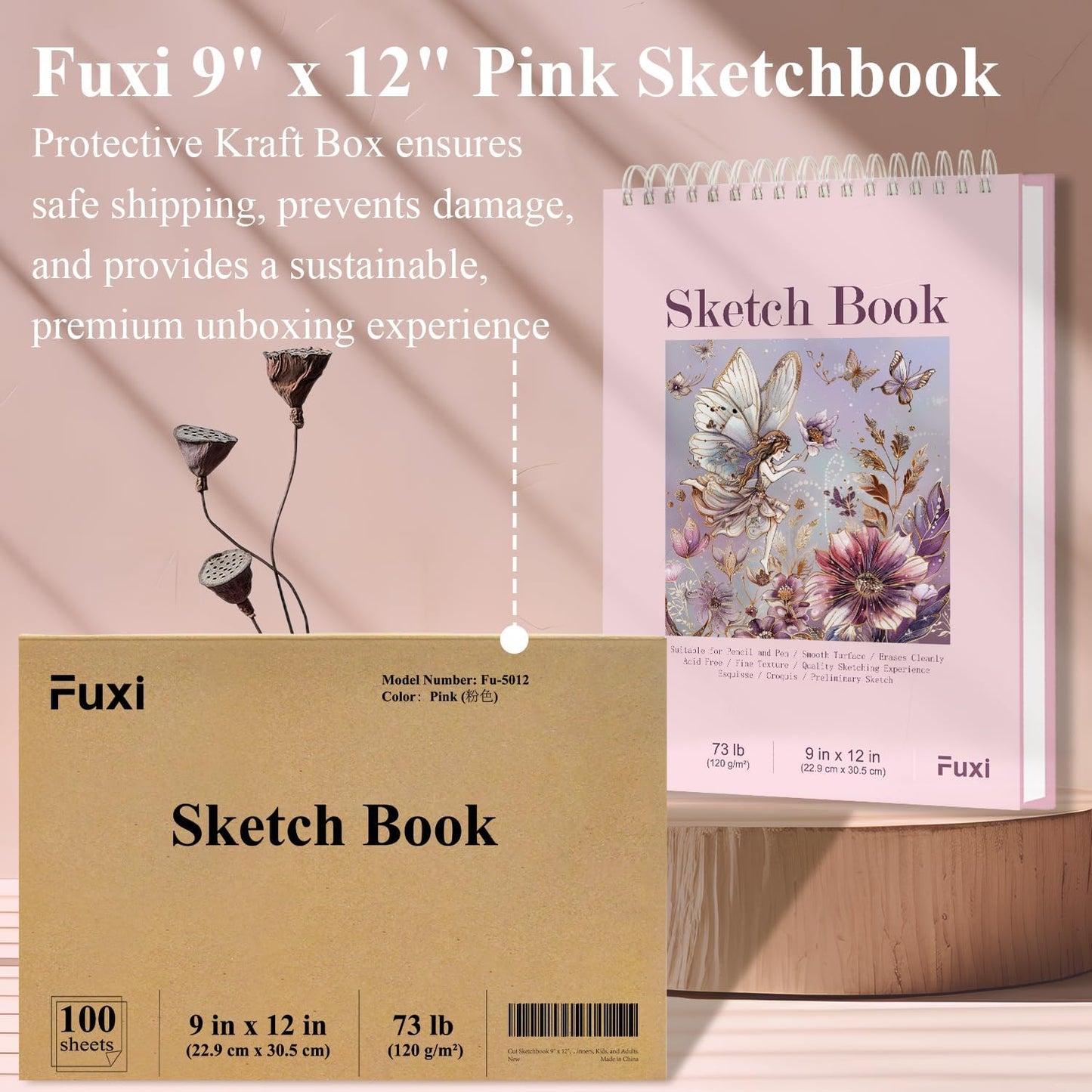 Cute Sketchbook Pink, 9"x12" Sketch Book for Teen Girls, 100 Sheets Girl Sketchbook 73lb/120gsm Drawing Paper for Kids, Art Supplies for Teens 14-16 Girls. - Crafty Corner