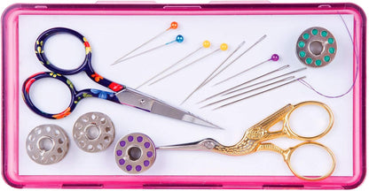 ArtBin 6905AB Sew-Lutions Slim Line Magnetic Box, [1] Small Art & Craft Organizer, Polypropylene Plastic with Magnetic Bottom, Translucent Raspberry