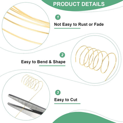 0.4 mm/26 Gauge Copper Wire for Jewelry Making, 30.2FT Copper Beading Craft Wire for Jewelry/Weaving/DIY Crafting/Planting, Color-Retaining [9.2M, KC-Gold]