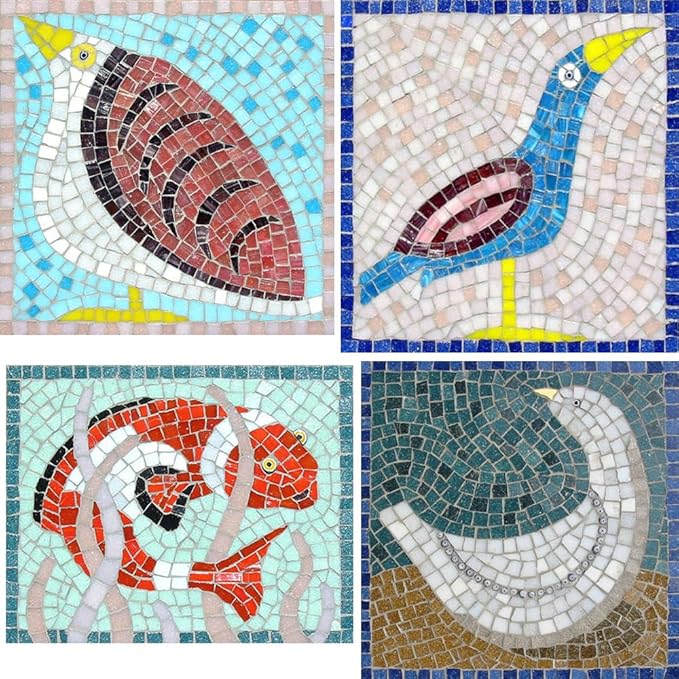 2cm (3/4") Square Vitreous Glass Mosaic Tiles for Crafts Bulk, 1 LB Colorful Mix Quartz Glass Tiles for DIY Art Crafts Kit Adult Kids and Home Deco (Black,White & Grey)