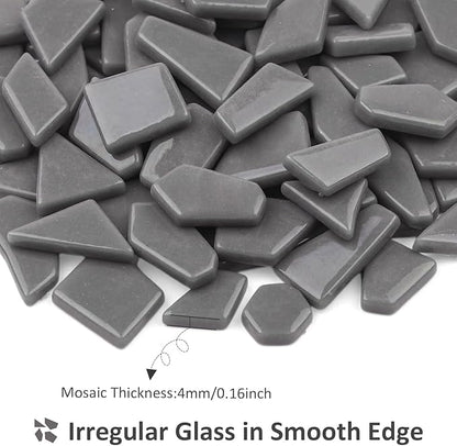 Youway Style Gray Glass Mosaic Tiles for Crafts Bulk,200g Broken Glass Pieces for Mosaic Art Crafts,Garden Mosaic Supplies