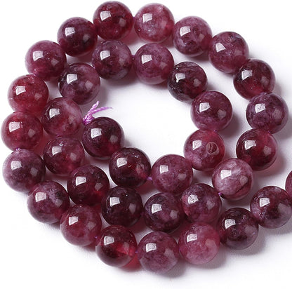 90PCS 8MM Natural Stone Kunzite Purple Jade Beads Round Loose Beads for Jewelry Making Bracelet 2 Strands 32"