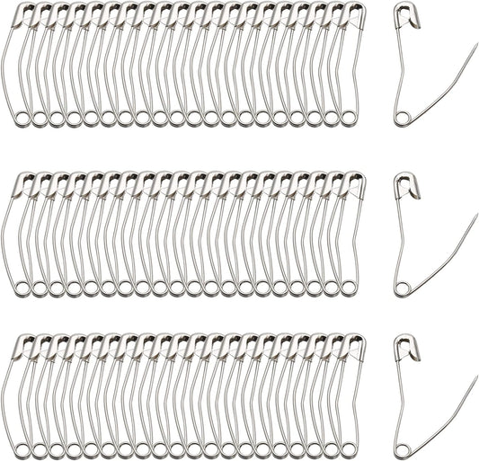 120Pcs Curved Safety Pins Size 4, 2-1/4 inch / 57mm Quilting Basting Pins, Bent Safety Pins for Quilting and Knitting (Sliver)