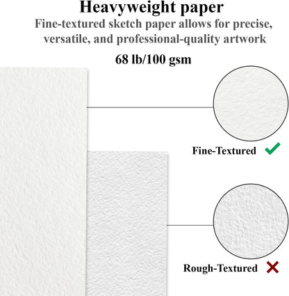 Sketch Book 11 x 14”, 100 Sheets Top Spiral Sketchbook, 68lb /100gsm Drawing Paper Pad, Sketch Pads for Drawing for Adults, Large Sketchbook. - Crafty Corner