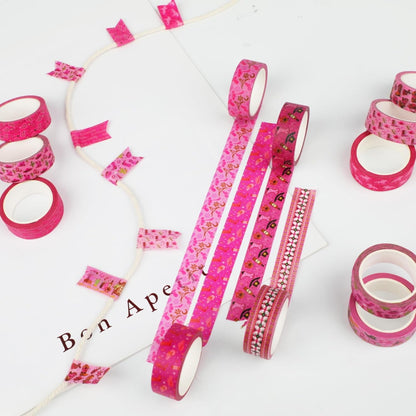 12 Rolls Western Washi Tape, Pink Wild West Masking Tapes, Western Cowboy Cowgirl Decorative Paper Stickers for Scrapbook Journal DIY Art Crafts Wrapping Birthday Party Supplies 16.4FT