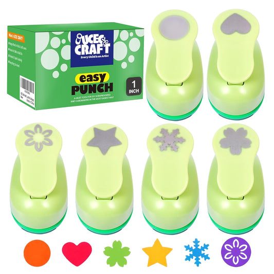 UCEC Paper Punches for Crafting, Hole Punch for Kids, 1 Inch Craft Hole Punch Shapes, 6PCS Star Heart Flower Punch Kids Hole Puncher Shape Cutters for Crafts for School Crafting & DIY Projects - Crafty Corner