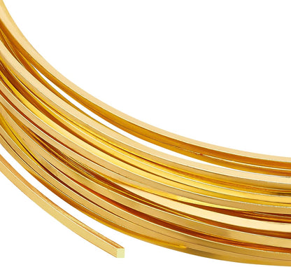 BENECREAT 20 Gauge 16 Feet Square Copper Wire, Golden Brass Wire for Jewelry Beading Craft Work