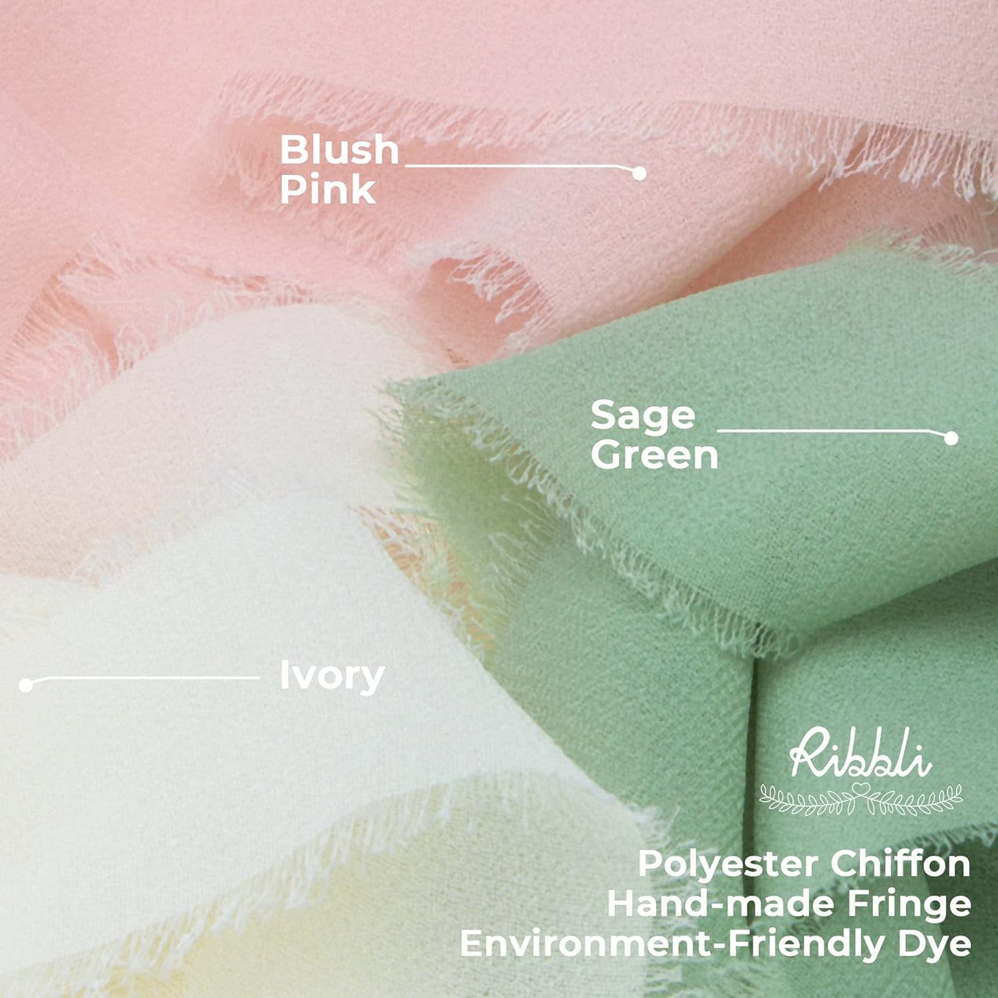 Ribbli Blush Pink Chiffon Ribbon 1-1/2 inch x 20 Yard Handmade Fringe Chiffon Silk Ribbon for Wedding Invitations, Bridal Bouquets Wrapping, Flower Arrangement Decoration - Crafty Corner