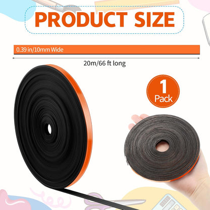 Magnetic Tape Roll Thin Strips, 0.39 Inch x 66 Feet Magnetic Board Dividers Whiteboard Graphic Decorative Tape Marking Line for Classroom Office Art Accessories(Orange)